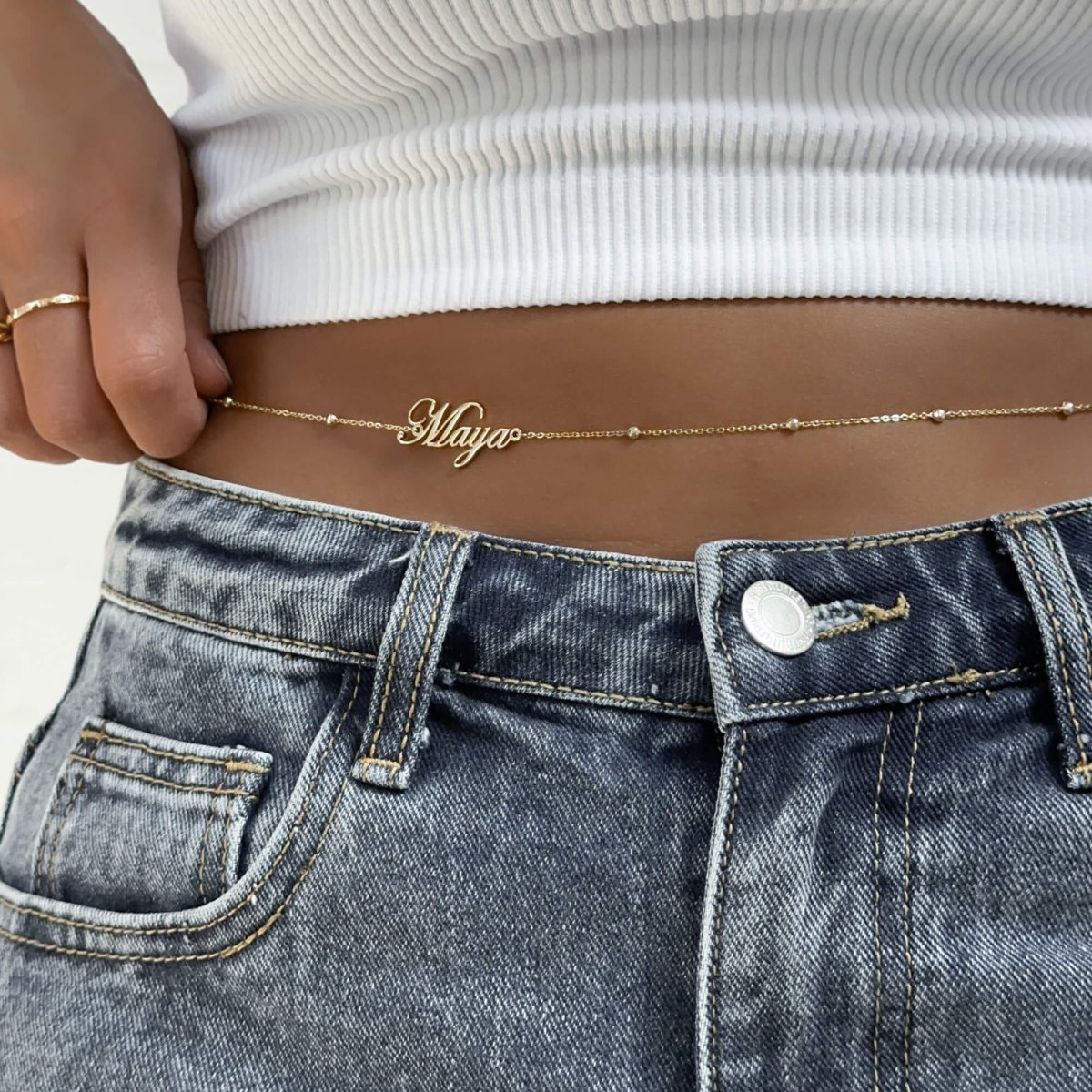 Cali Custom Name Belly Chain - ISMI JEWELS