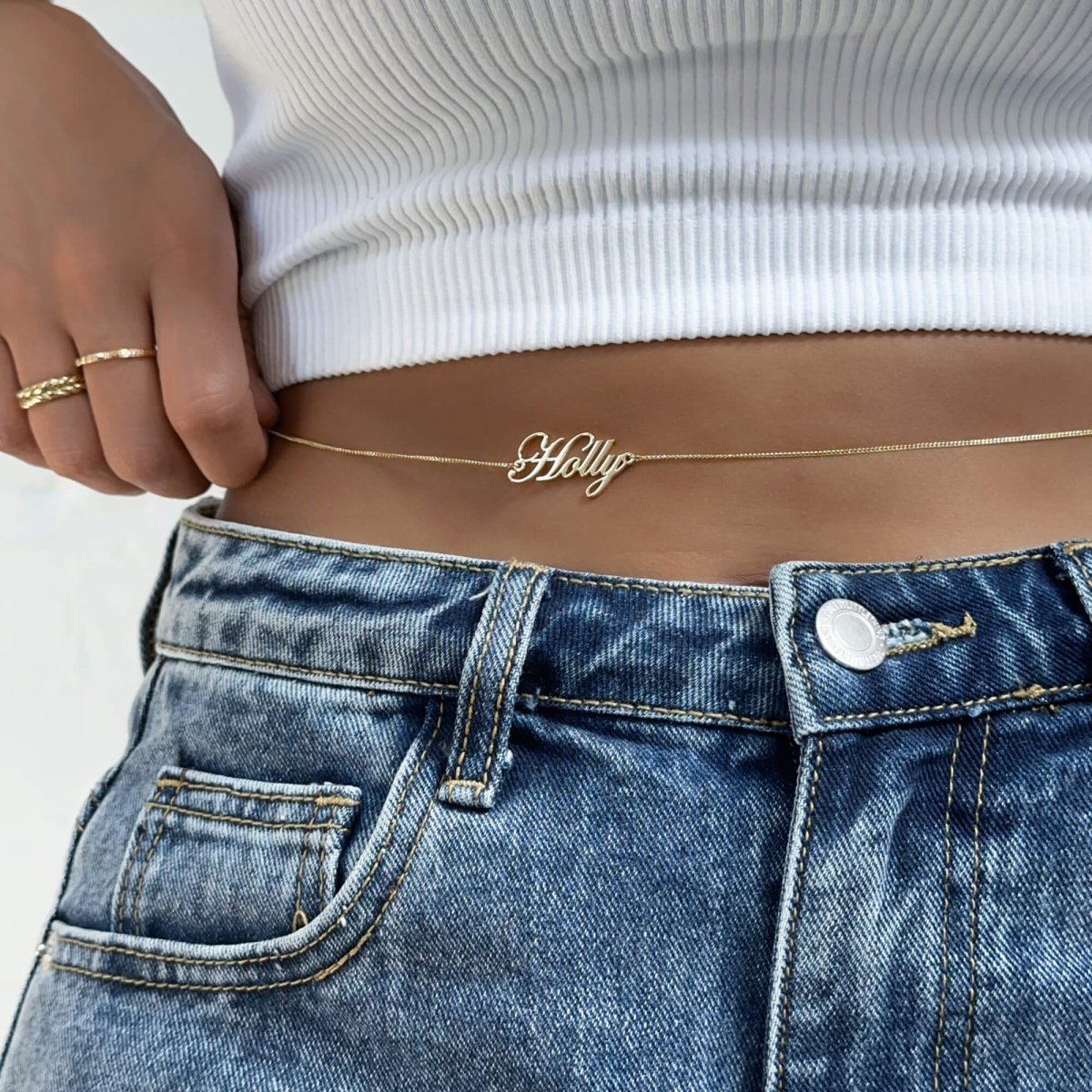 Cali Custom Name Belly Chain - ISMI JEWELS