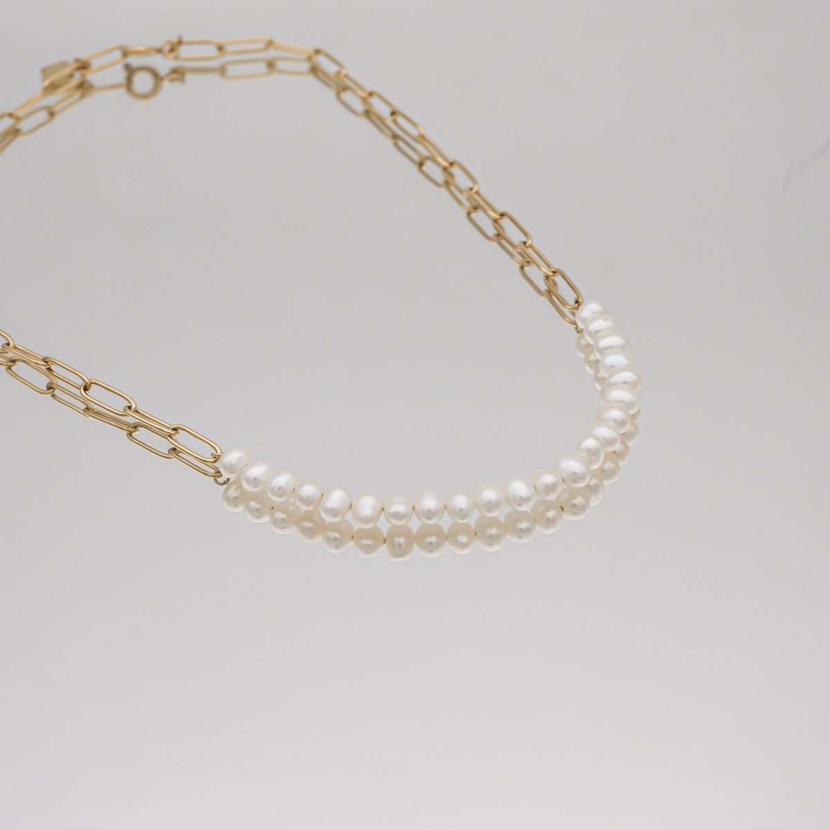 Camila Pearl Paperclip Necklace - ISMI JEWELS