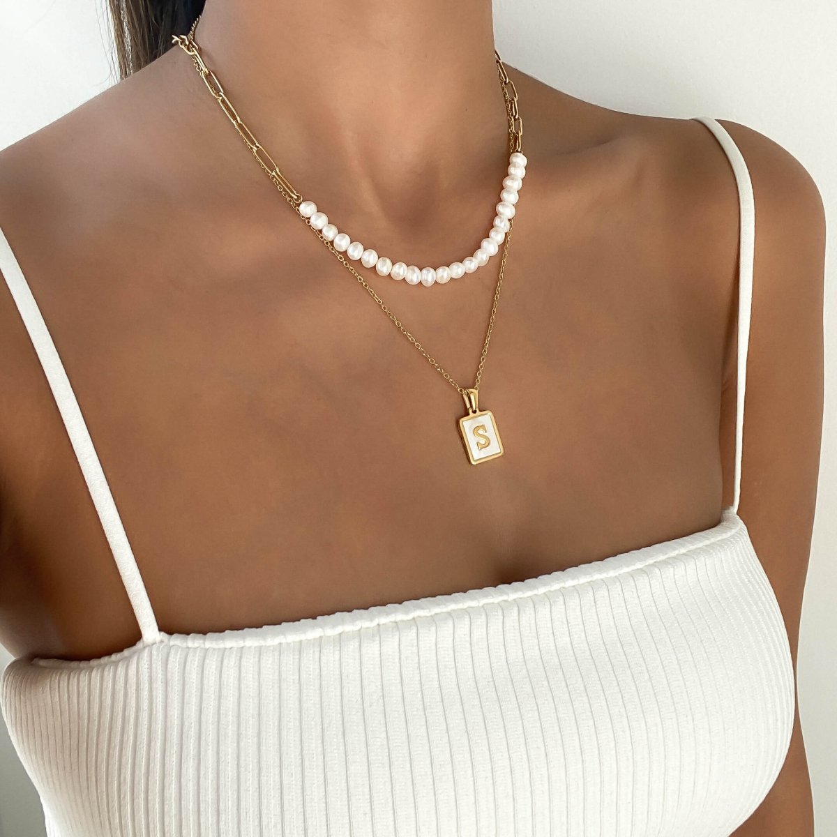 Camila Pearl Paperclip Necklace - ISMI JEWELS