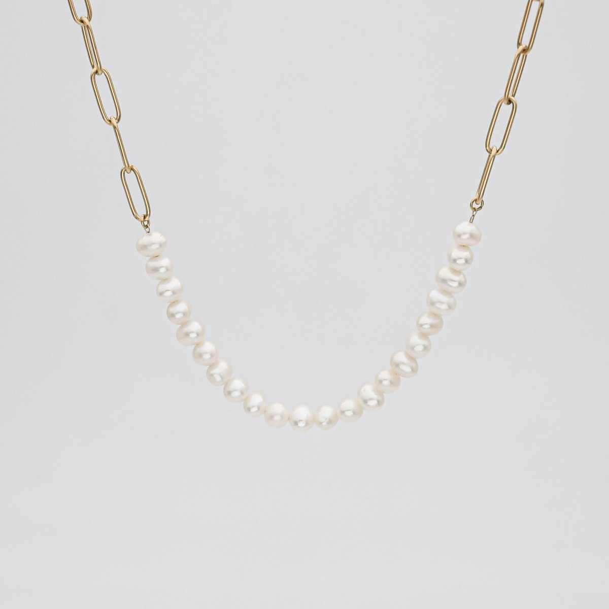 Camila Pearl Paperclip Necklace - ISMI JEWELS