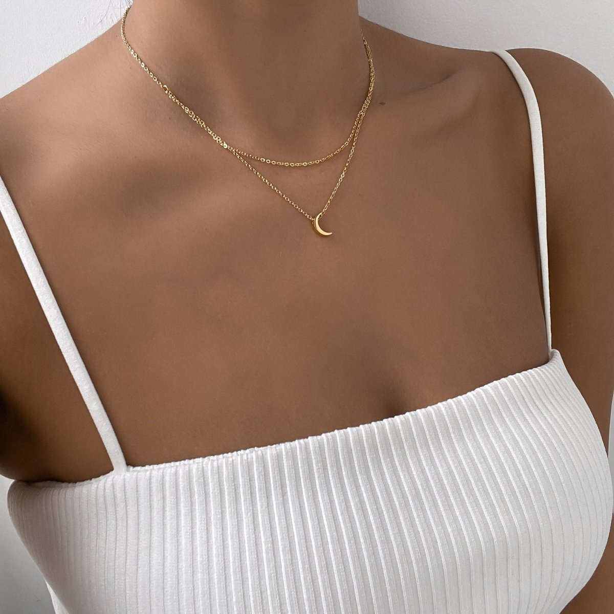 Celine Layered Moon Necklace - ISMI JEWELS