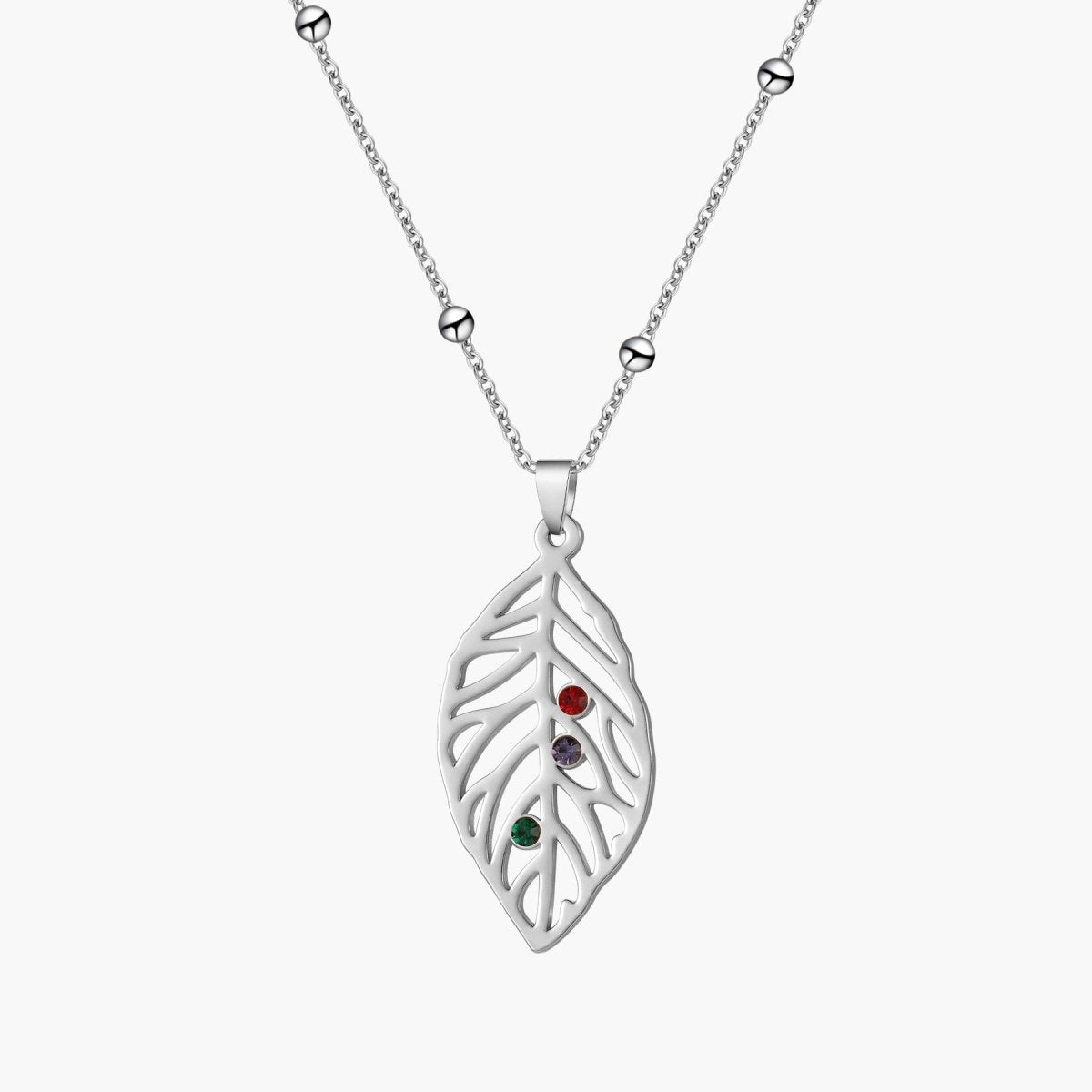 Custom Birthstone Leaf Necklace - ISMI JEWELS