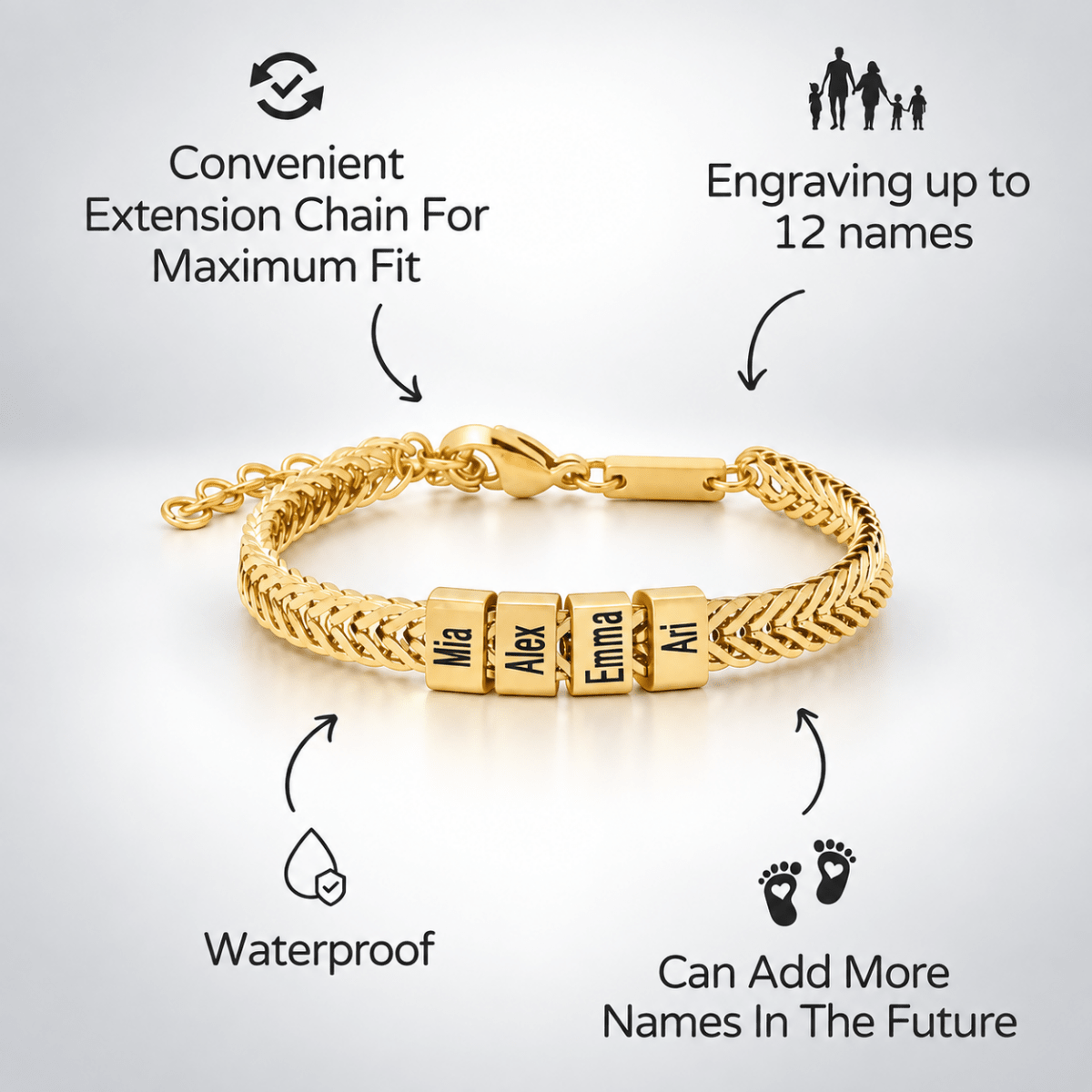 Custom Men's Bracelet (Engraved with Child's Name)- Meaningful Gift for Father - ISMI JEWELS