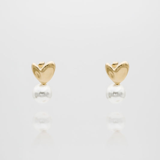 Demi Heart & Pearl Earrings - ISMI JEWELS