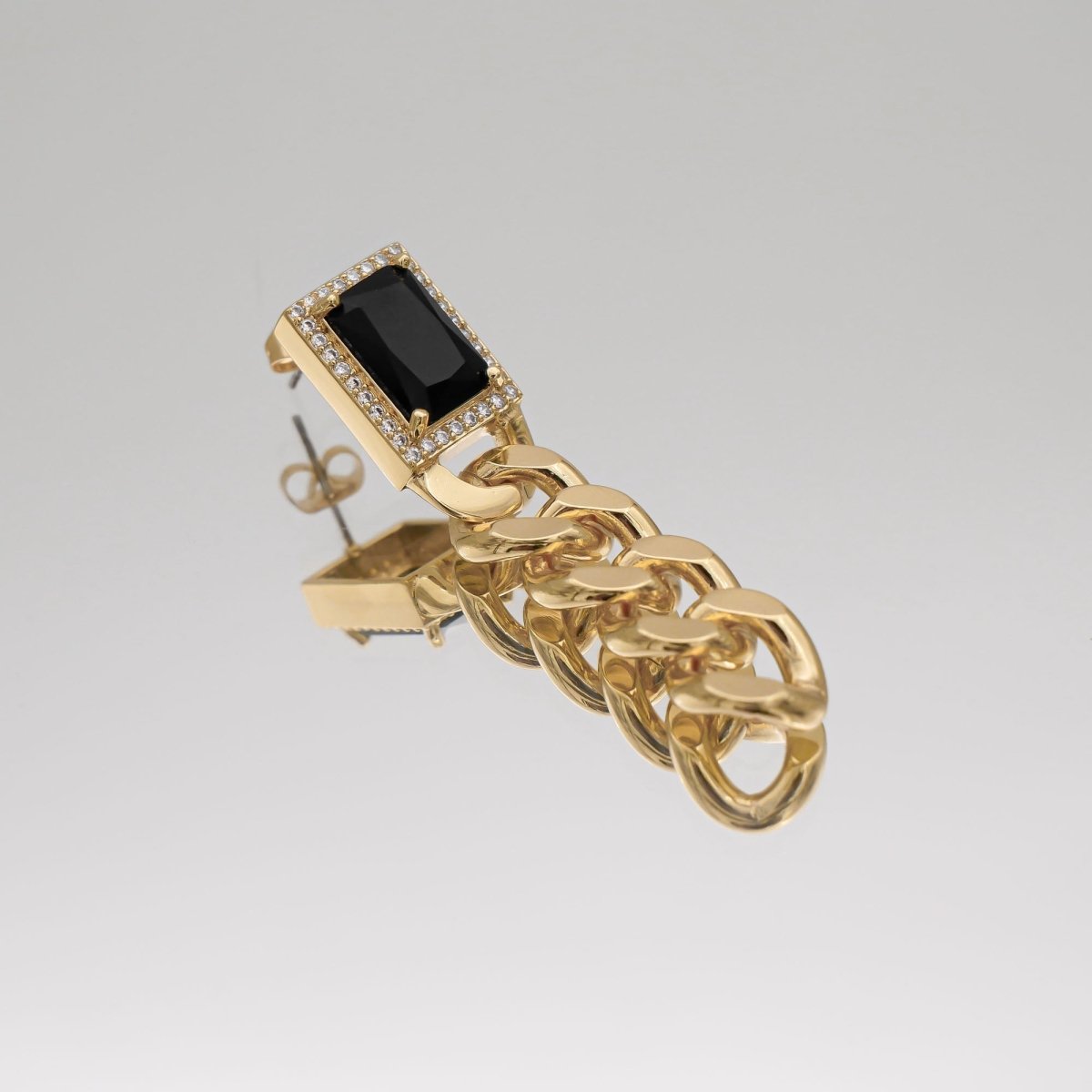 Diana Onyx Tablet Chain Earrings - ISMI JEWELS