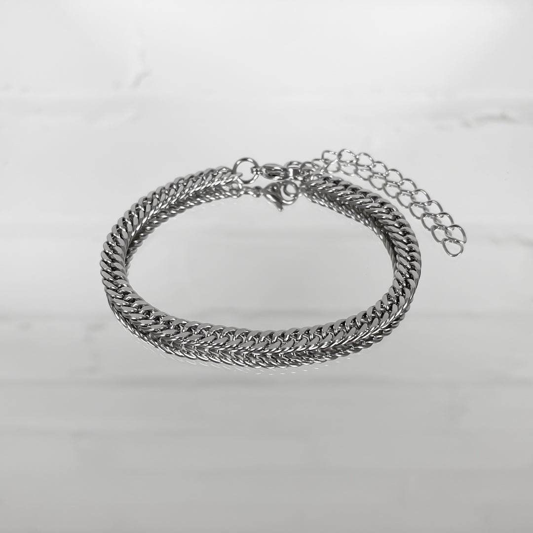 Double Link Curb Anklet | Silver - ISMI JEWELS