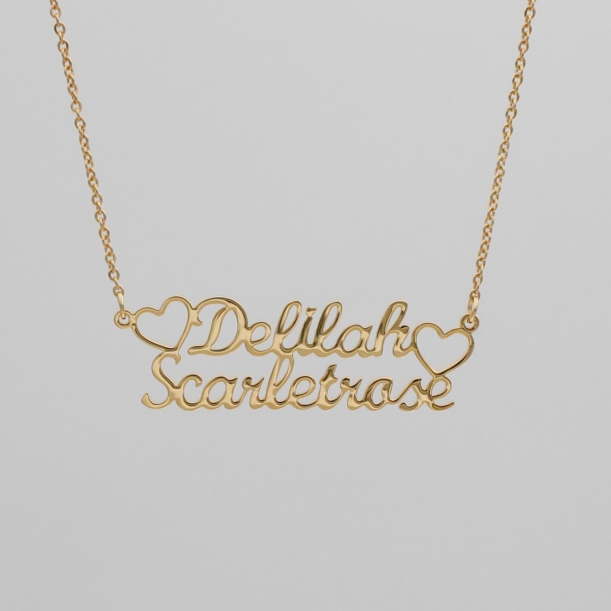 Double Name Heart Necklace - ISMI JEWELS