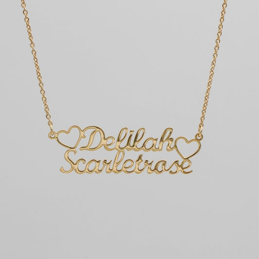 Double Name Heart Necklace - ISMI JEWELS
