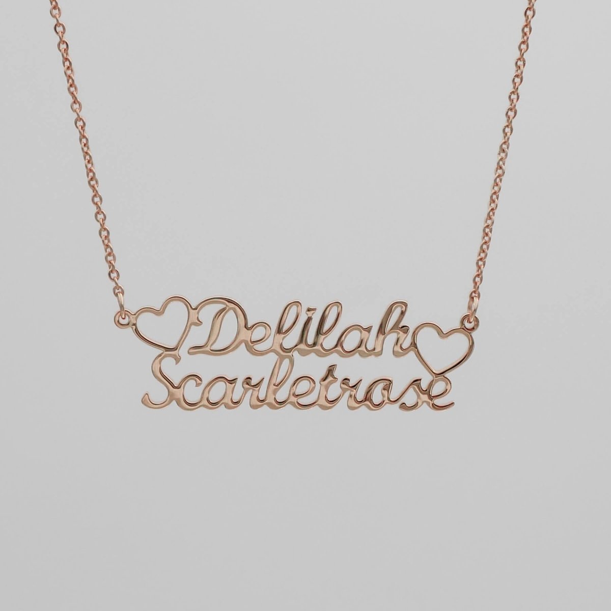 Double Name Heart Necklace - ISMI JEWELS