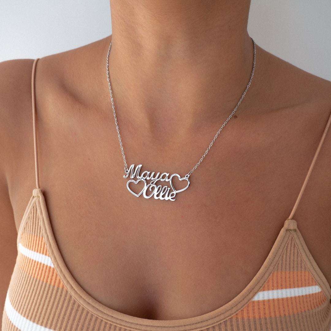 Double Name Heart Necklace - ISMI JEWELS