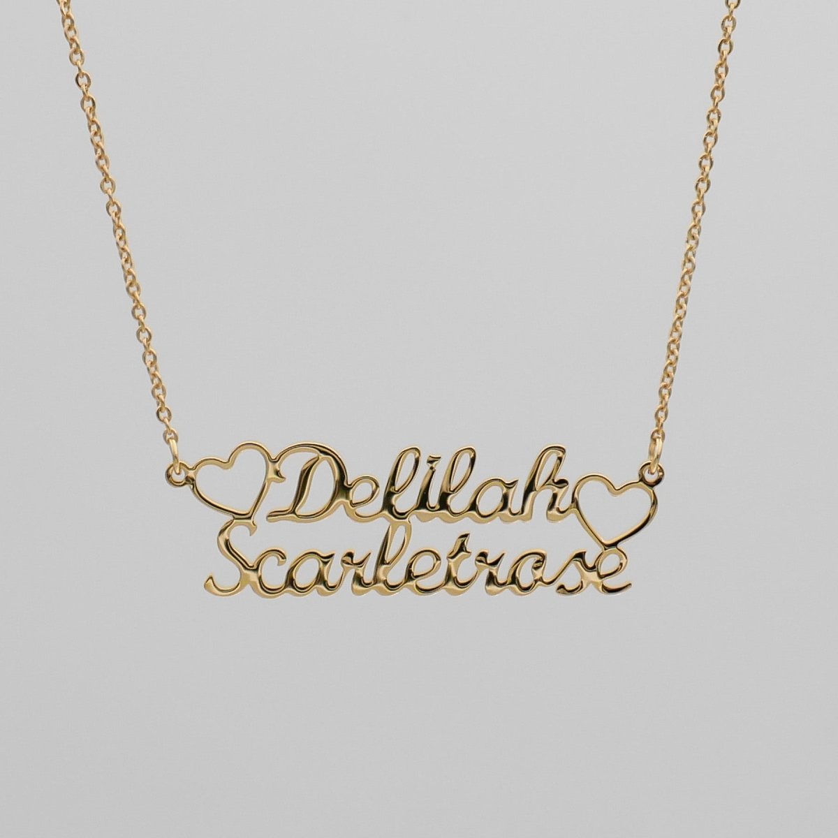 Double Name Heart Necklace - ISMI JEWELS