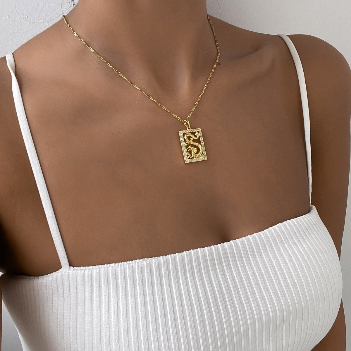 Dragon Tablet CZ Necklace - ISMI JEWELS