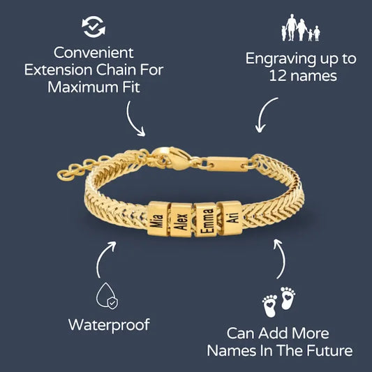 Custom Gold Men's Bracelet (Engraved with Child's Name)-AS099 Happy Father's Day Father Gift