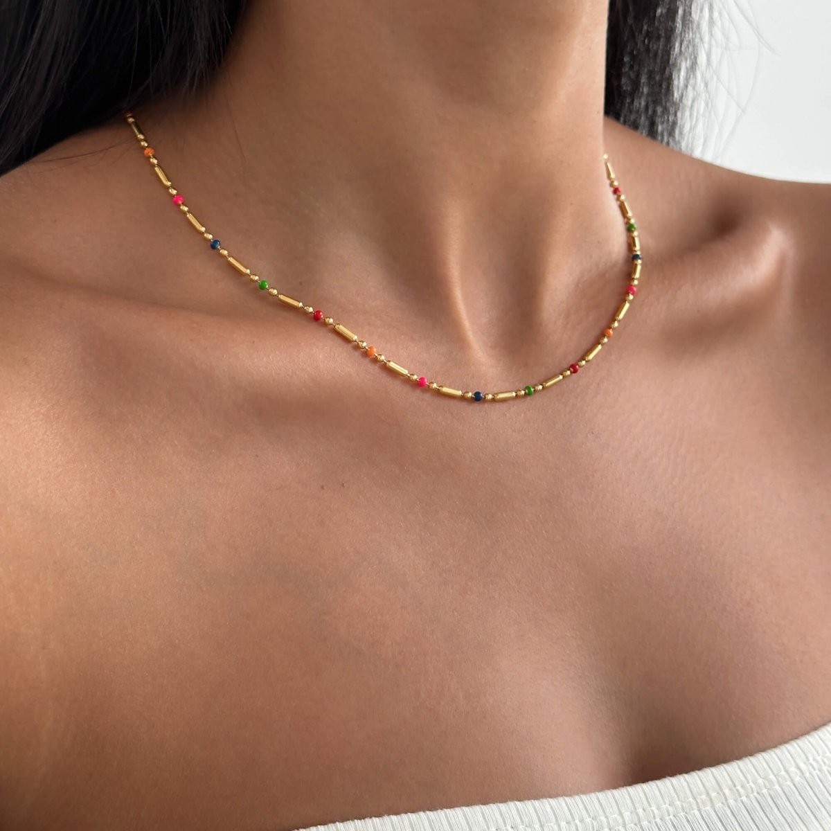 Elsie Rainbow Bead Necklace - ISMI JEWELS