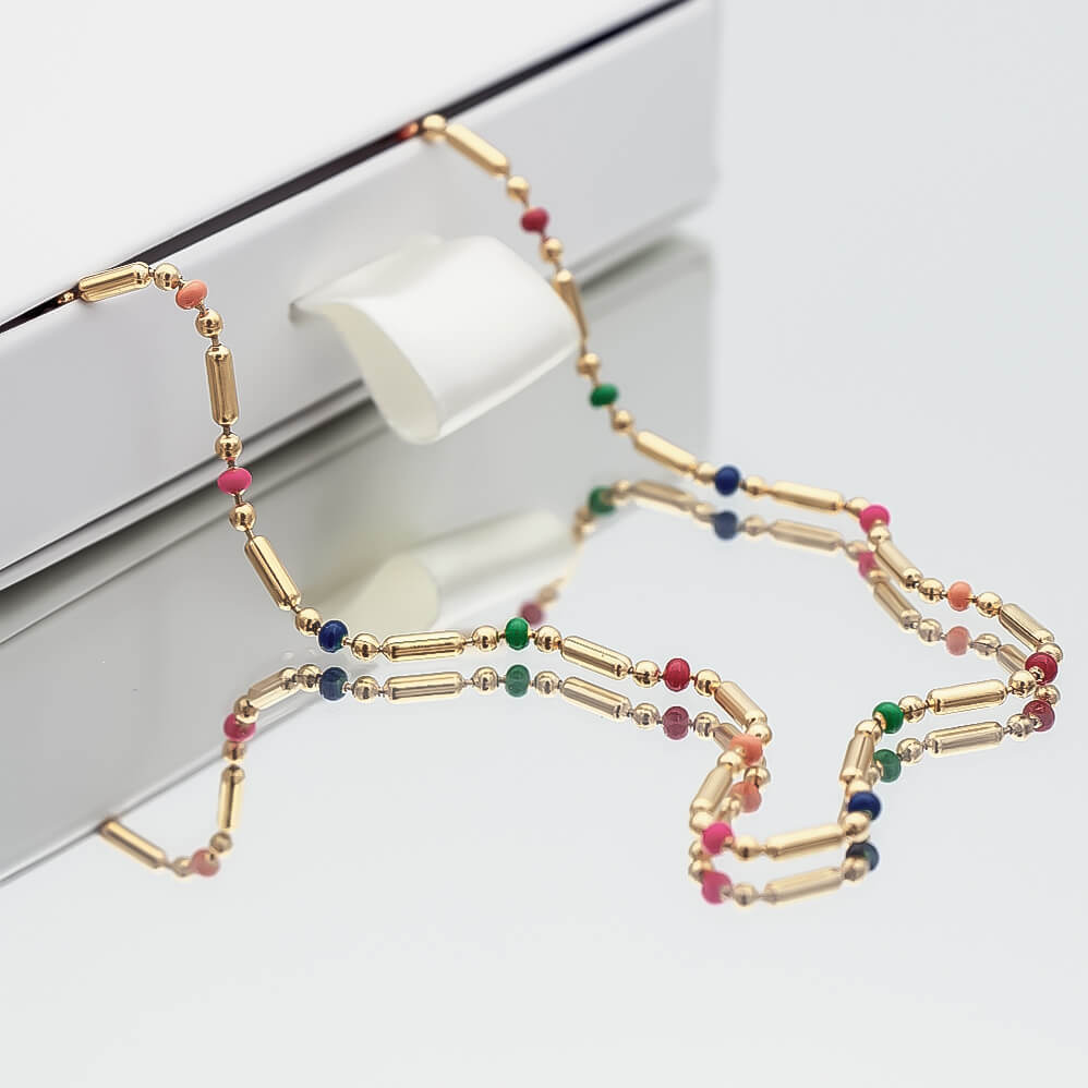 Elsie Rainbow Bead Necklace - ISMI JEWELS