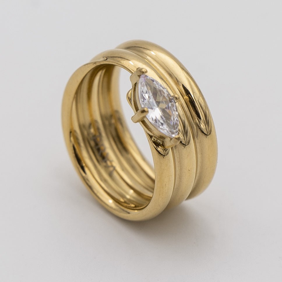 Emilia Double Band Stone Ring - ISMI JEWELS
