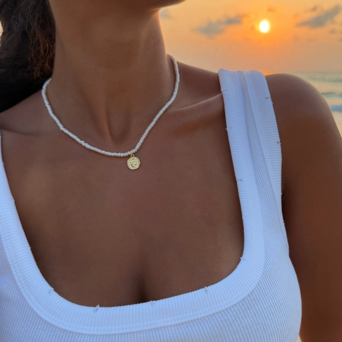 Emily Coin Pearl Necklace - ISMI JEWELS