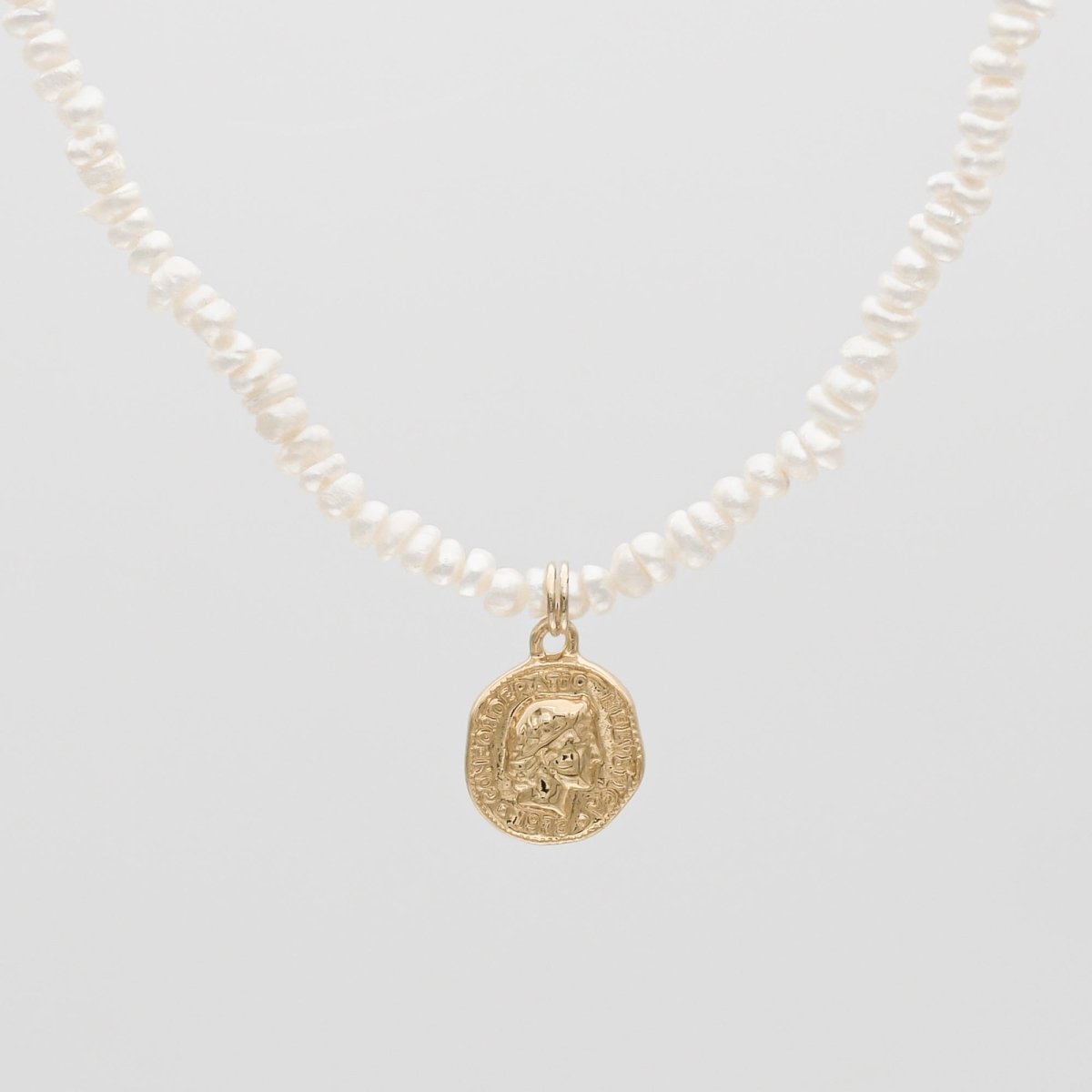 Emily Coin Pearl Necklace - ISMI JEWELS