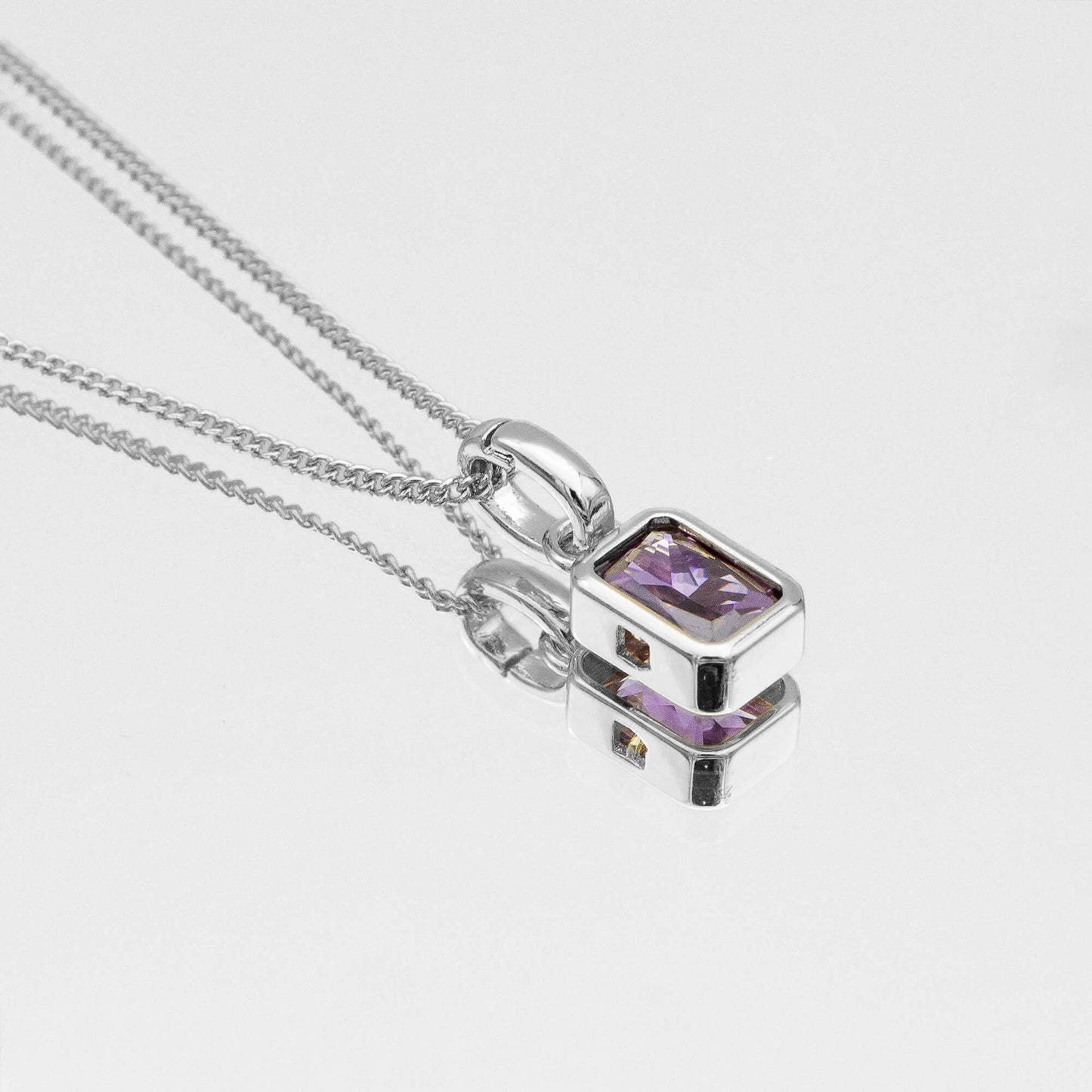 Emerald Cut Birthstone Necklace