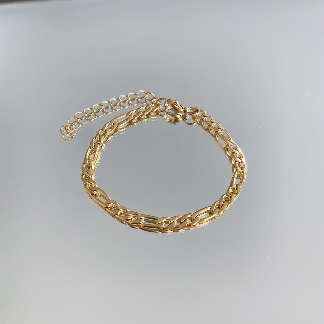 Figaro Chain Anklet Gold - ISMI JEWELS