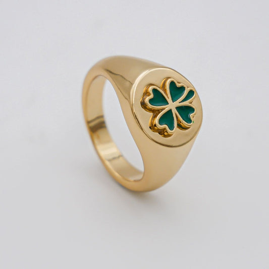 Four Leaf Clover Signet Ring - ISMI JEWELS