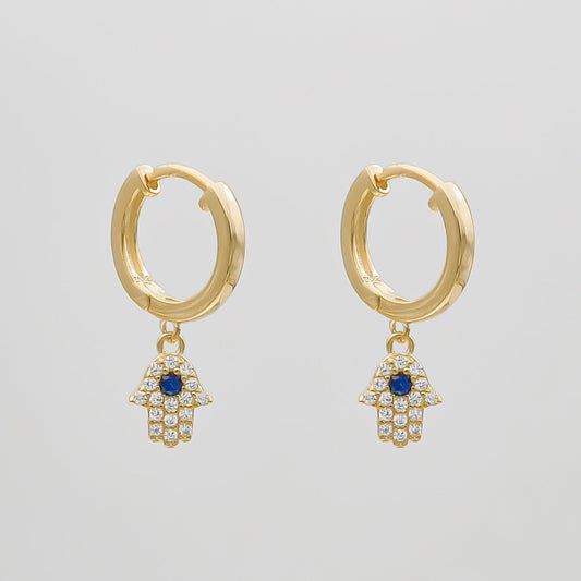 Hand of Hamsa Huggie Earrings - ISMI JEWELS