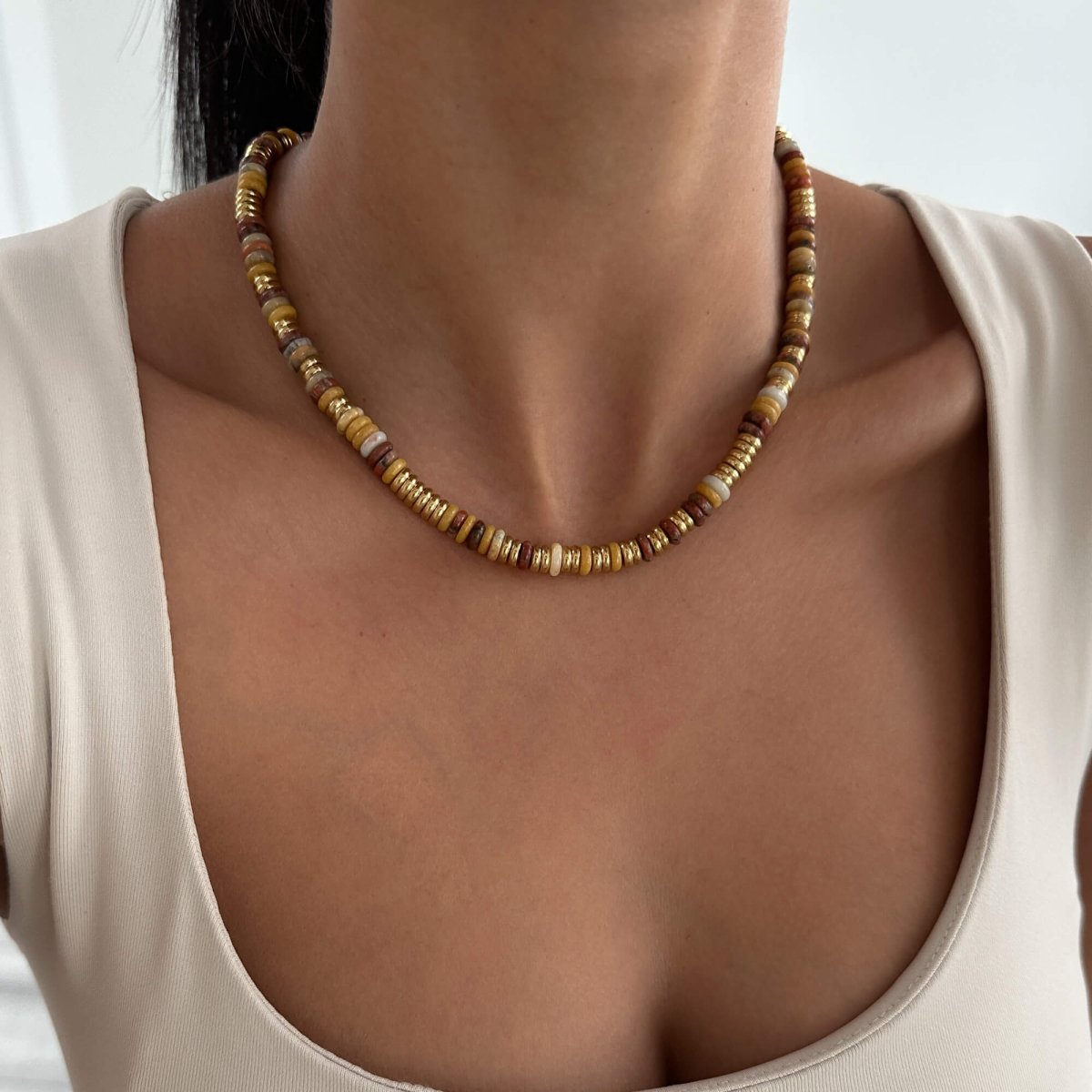 Harmony Natural Stone Beaded Necklace - ISMI JEWELS
