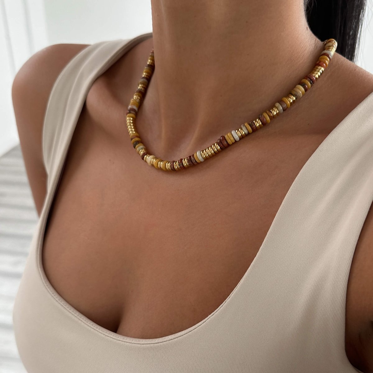 Harmony Natural Stone Beaded Necklace - ISMI JEWELS
