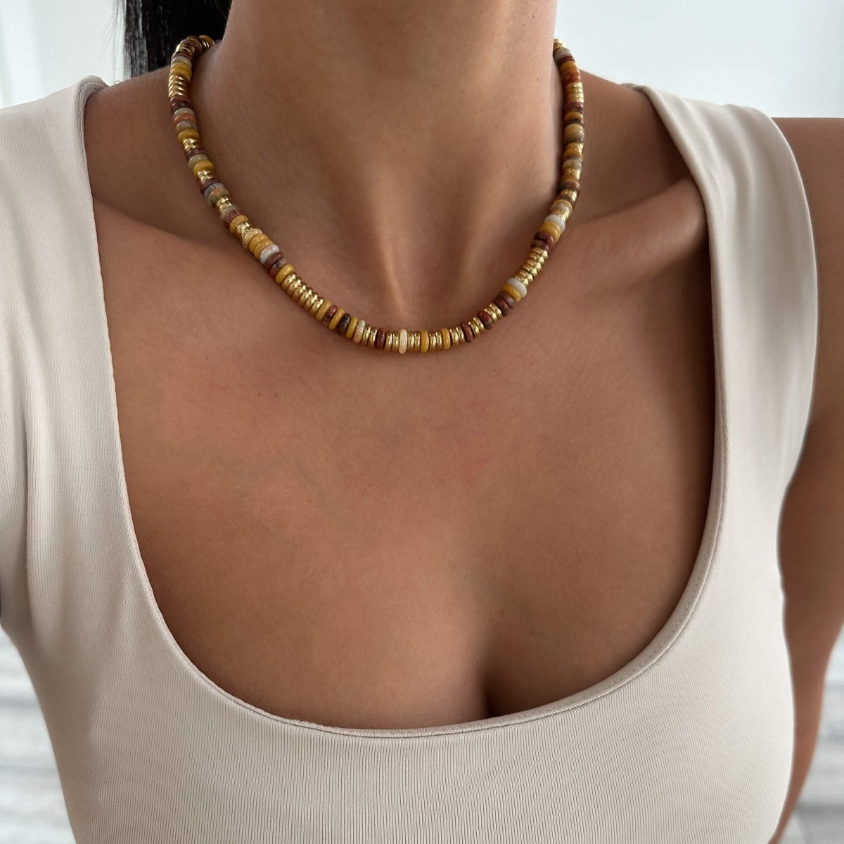 Harmony Natural Stone Beaded Necklace - ISMI JEWELS