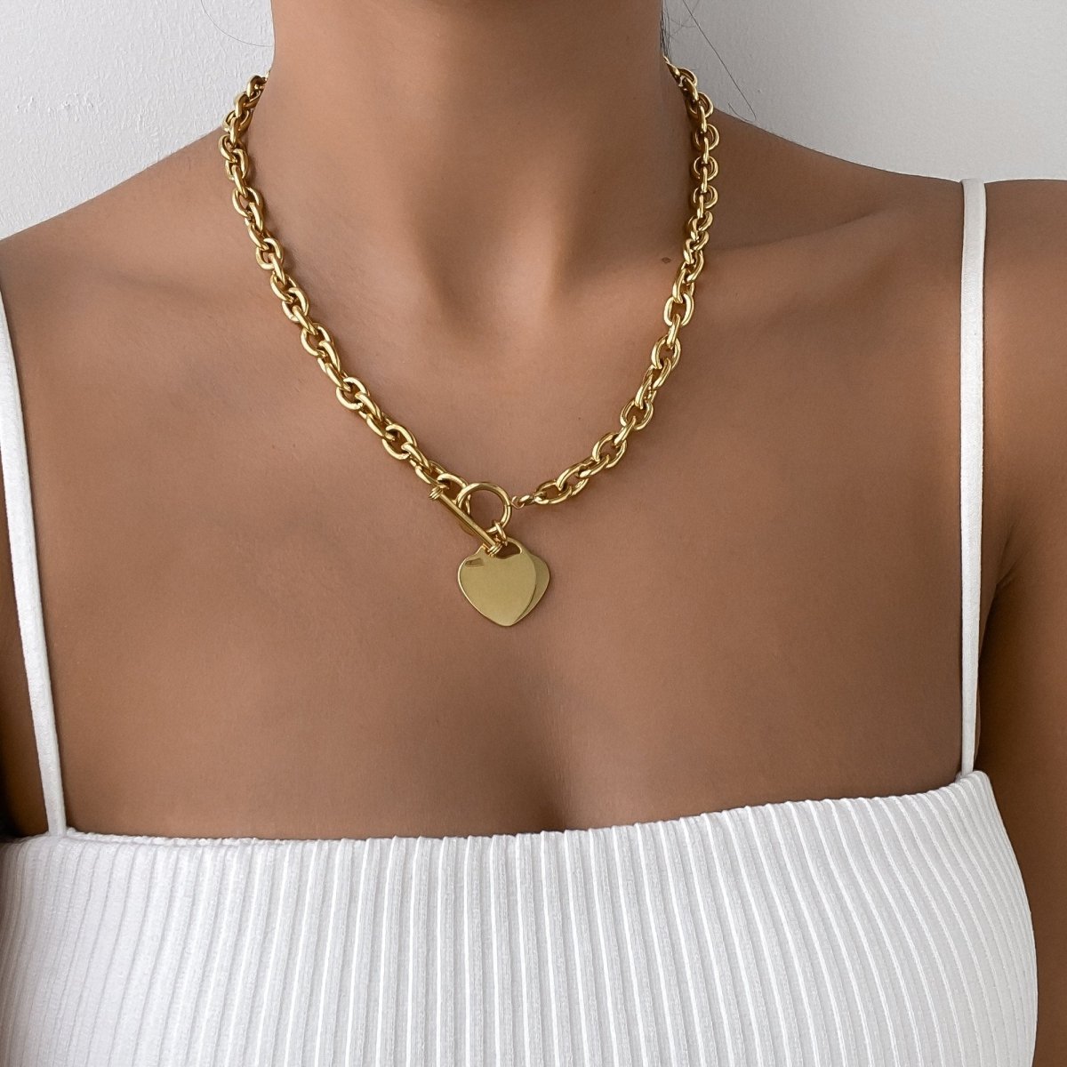 Hayley Heart T-Bar Necklace - ISMI JEWELS