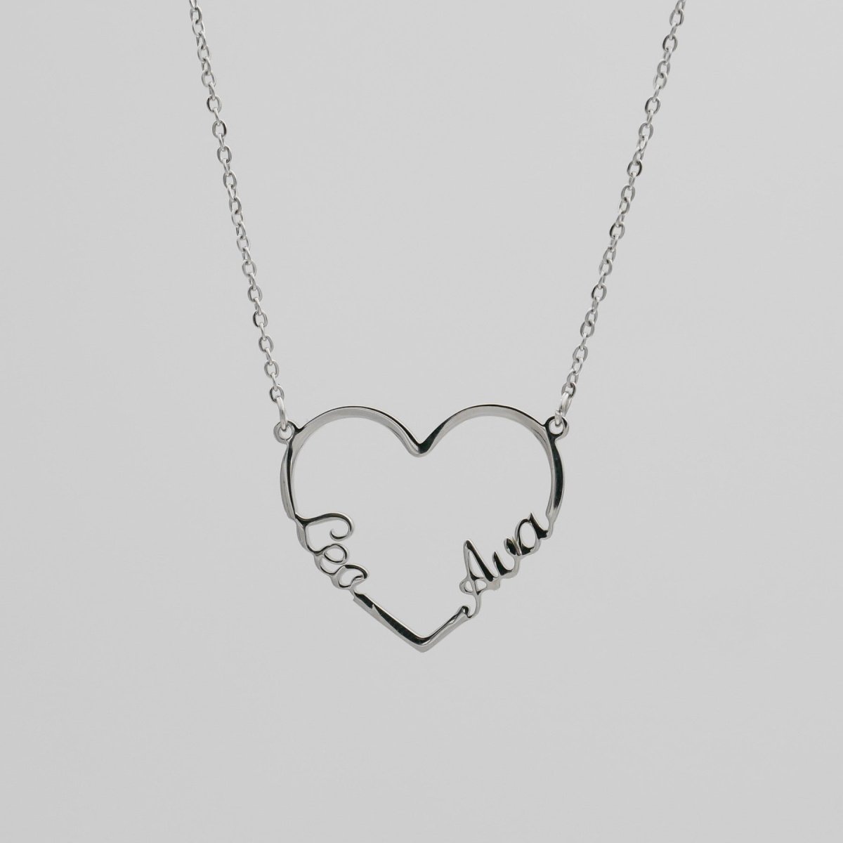 Heart Double Name Necklace - ISMI JEWELS