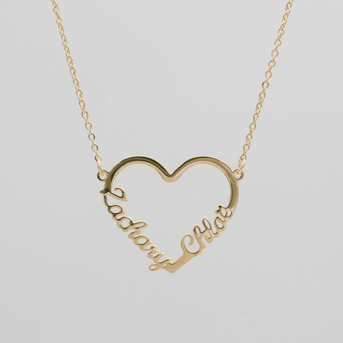 Heart Double Name Necklace - ISMI JEWELS