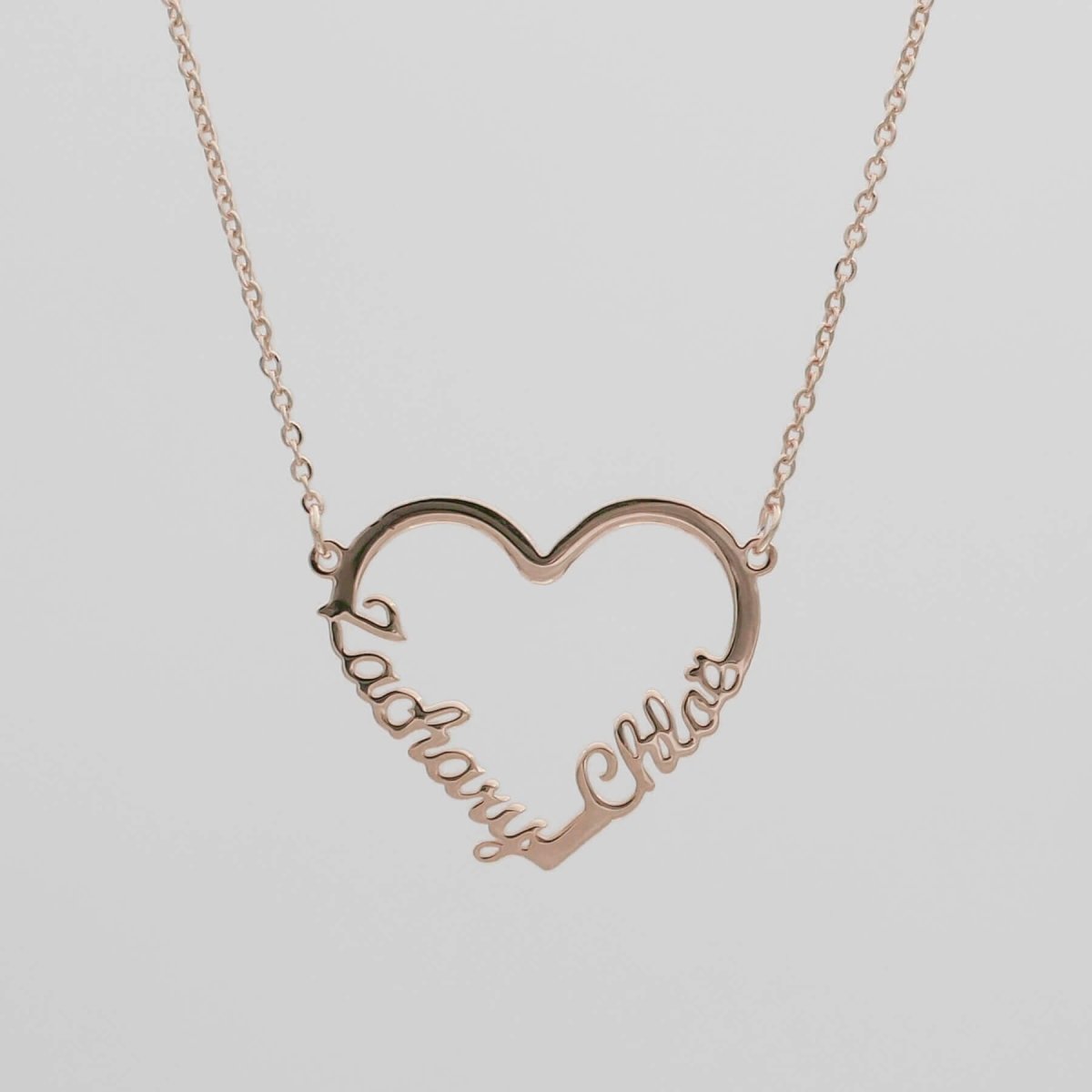 Heart Double Name Necklace - ISMI JEWELS