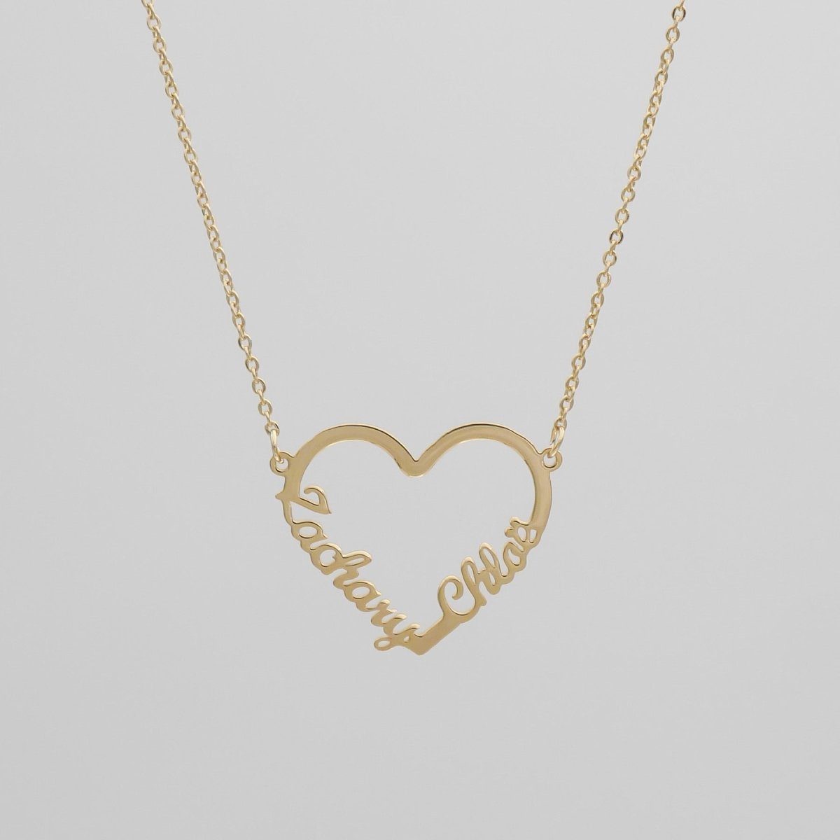 Heart Double Name Necklace - ISMI JEWELS