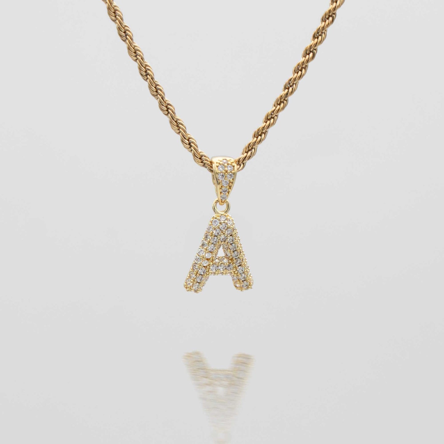 Pave Mini Bubble Initial Necklace - Image 1 - ISMI JEWELS