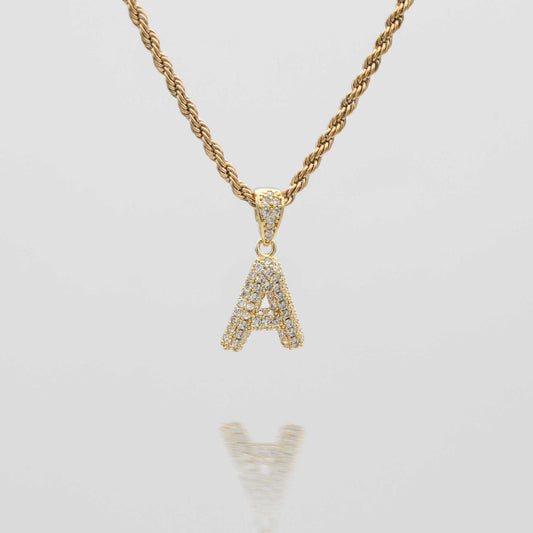 Pave Mini Bubble Initial Necklace - Image 1 - ISMI JEWELS