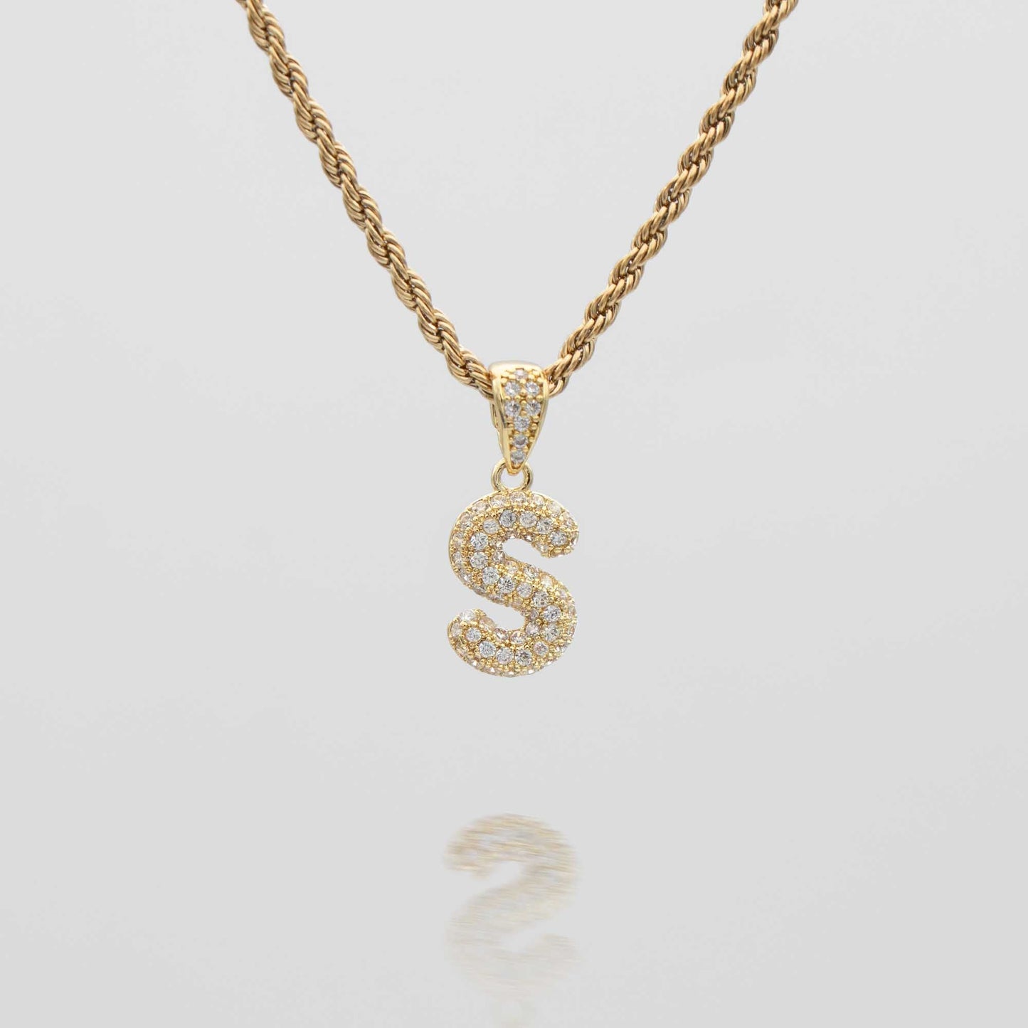 Pave Mini Bubble Initial Necklace - Image 45 - ISMI JEWELS