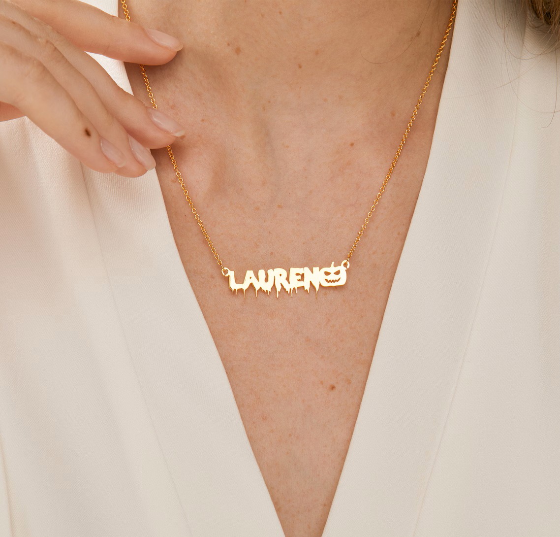 Personalized Halloween Gothic Name Necklace – 6 Spooky Styles