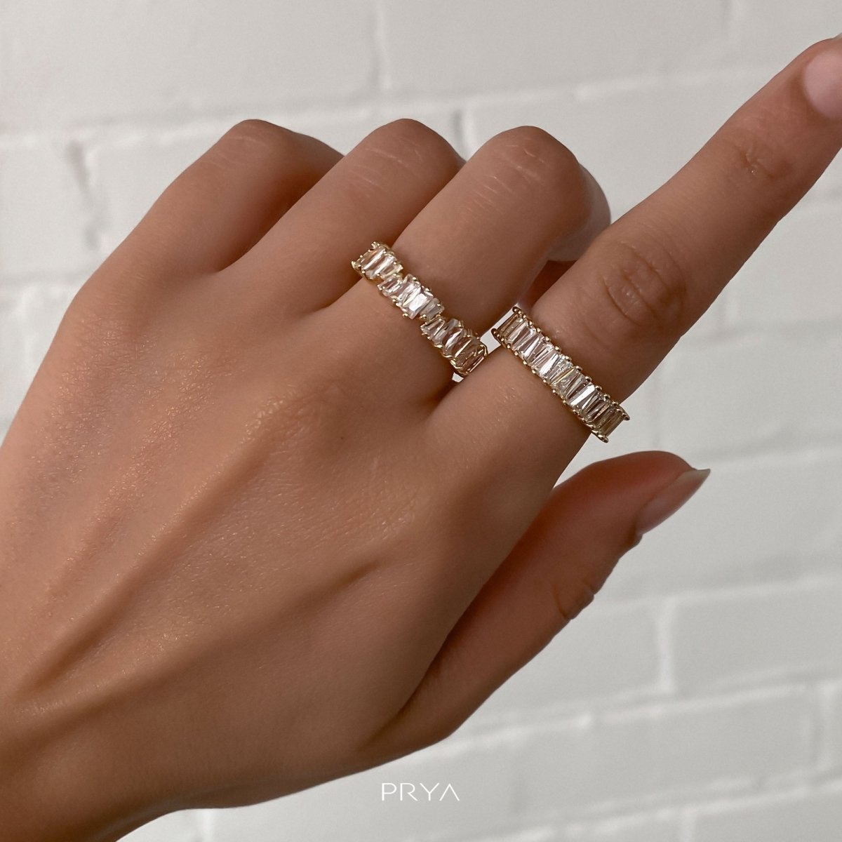 Jada Baguette Cut CZ Adjustable Ring | Gold - ISMI JEWELS