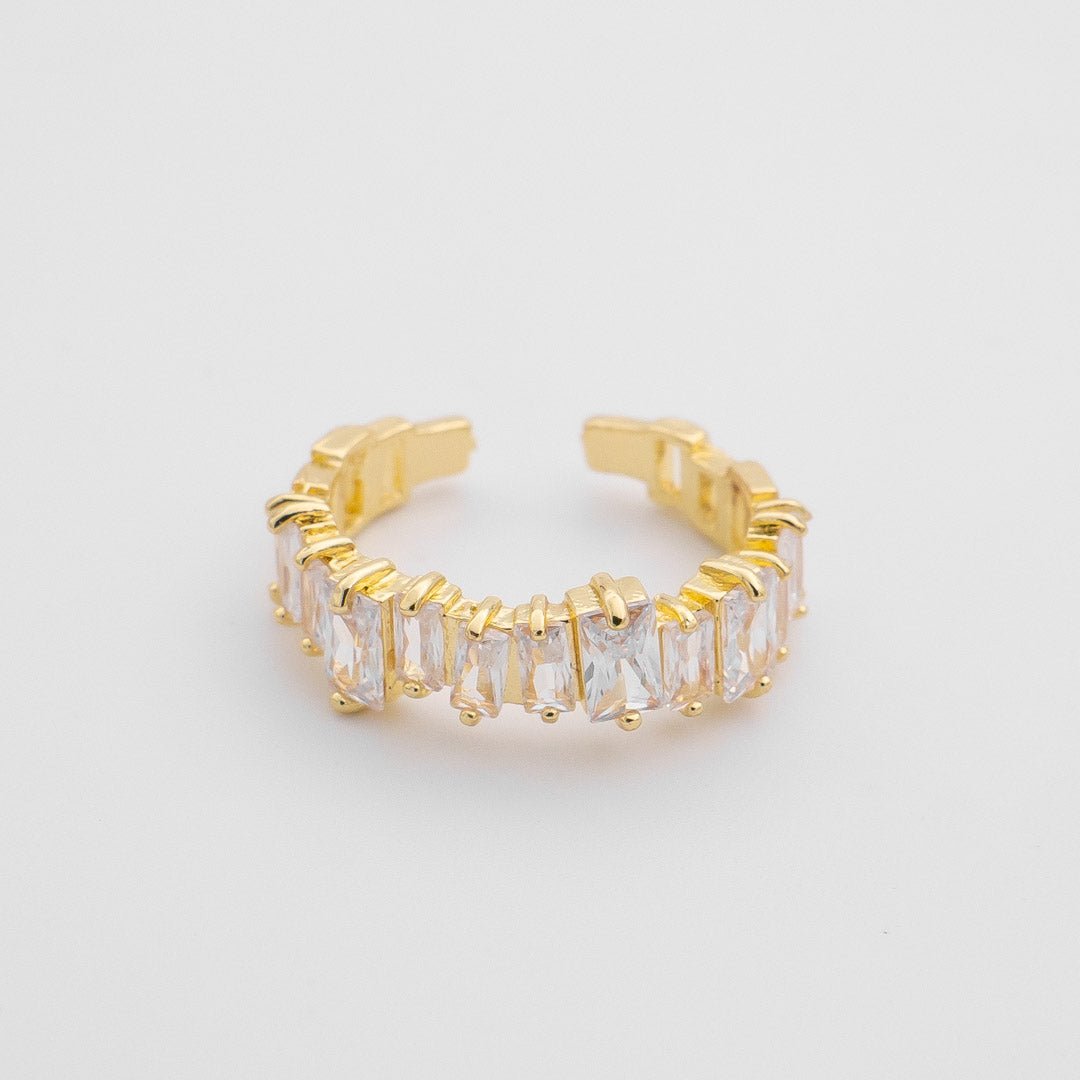 Jada Baguette Cut CZ Adjustable Ring | Gold - ISMI JEWELS