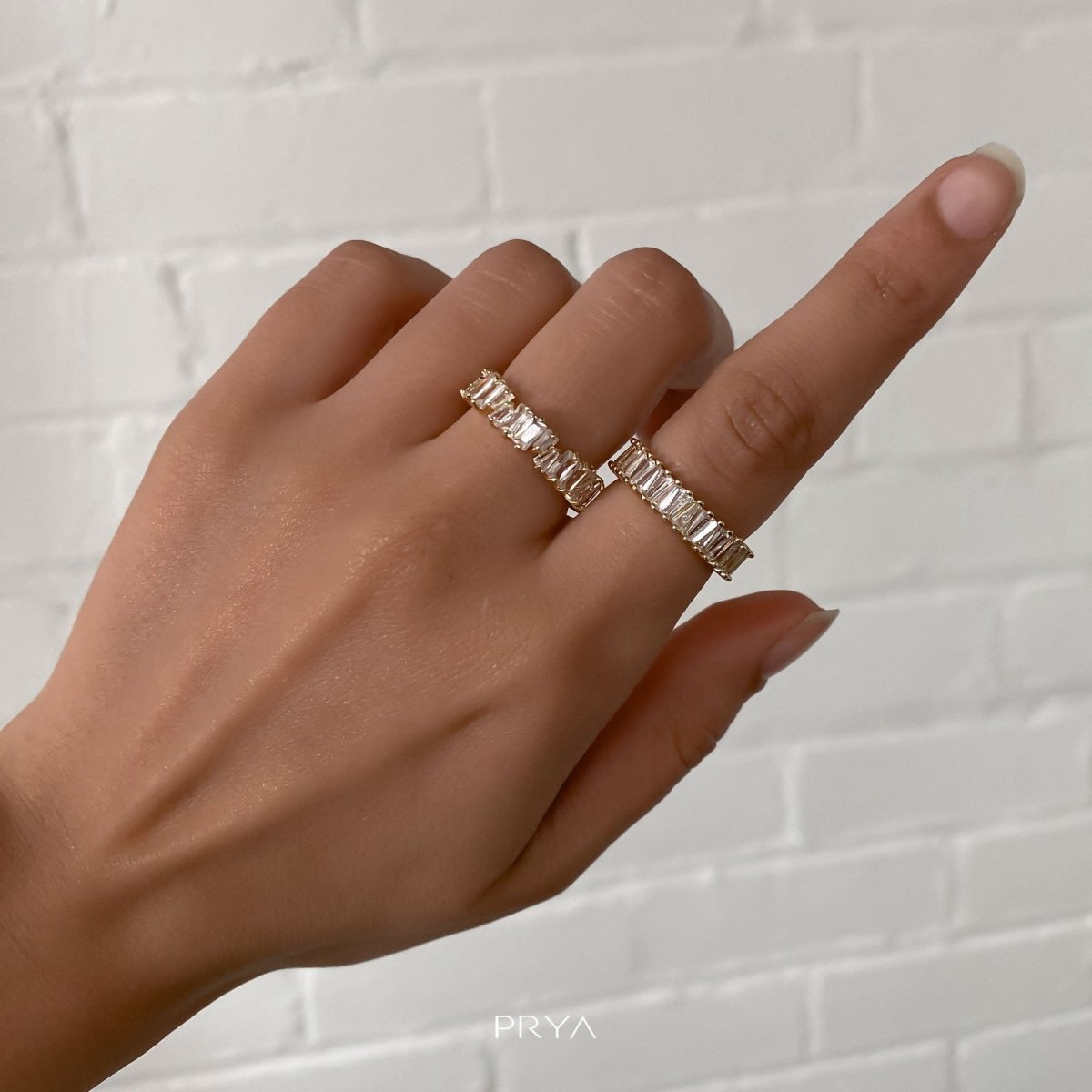 Jada Baguette Cut CZ Adjustable Ring | Gold - ISMI JEWELS