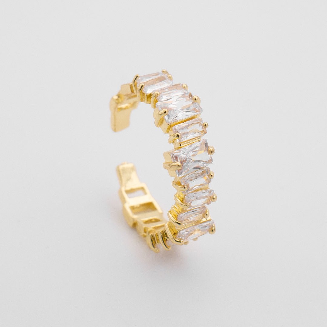 Jada Baguette Cut CZ Adjustable Ring | Gold - ISMI JEWELS