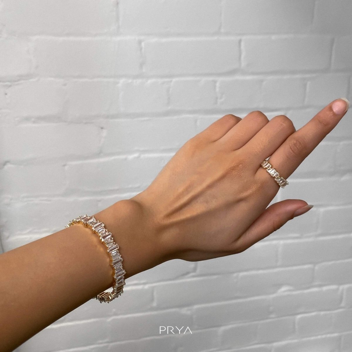 Jada Baguette CZ Bracelet Thick | Gold - ISMI JEWELS