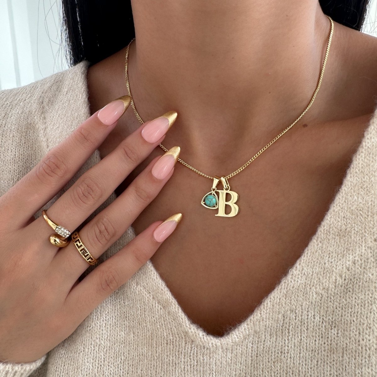 Kayla Initial & Birthstone Necklace - ISMI JEWELS