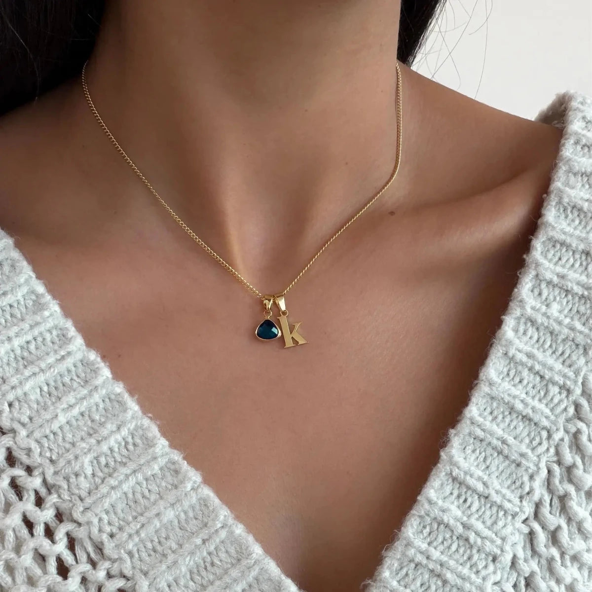 Kayla Lowercase Mini Initial & Birthstone Necklace - ISMI JEWELS