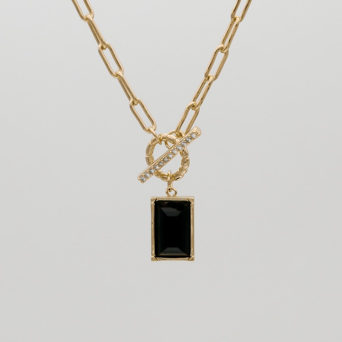 Kyra Onyx T-Bar Necklace - ISMI JEWELS