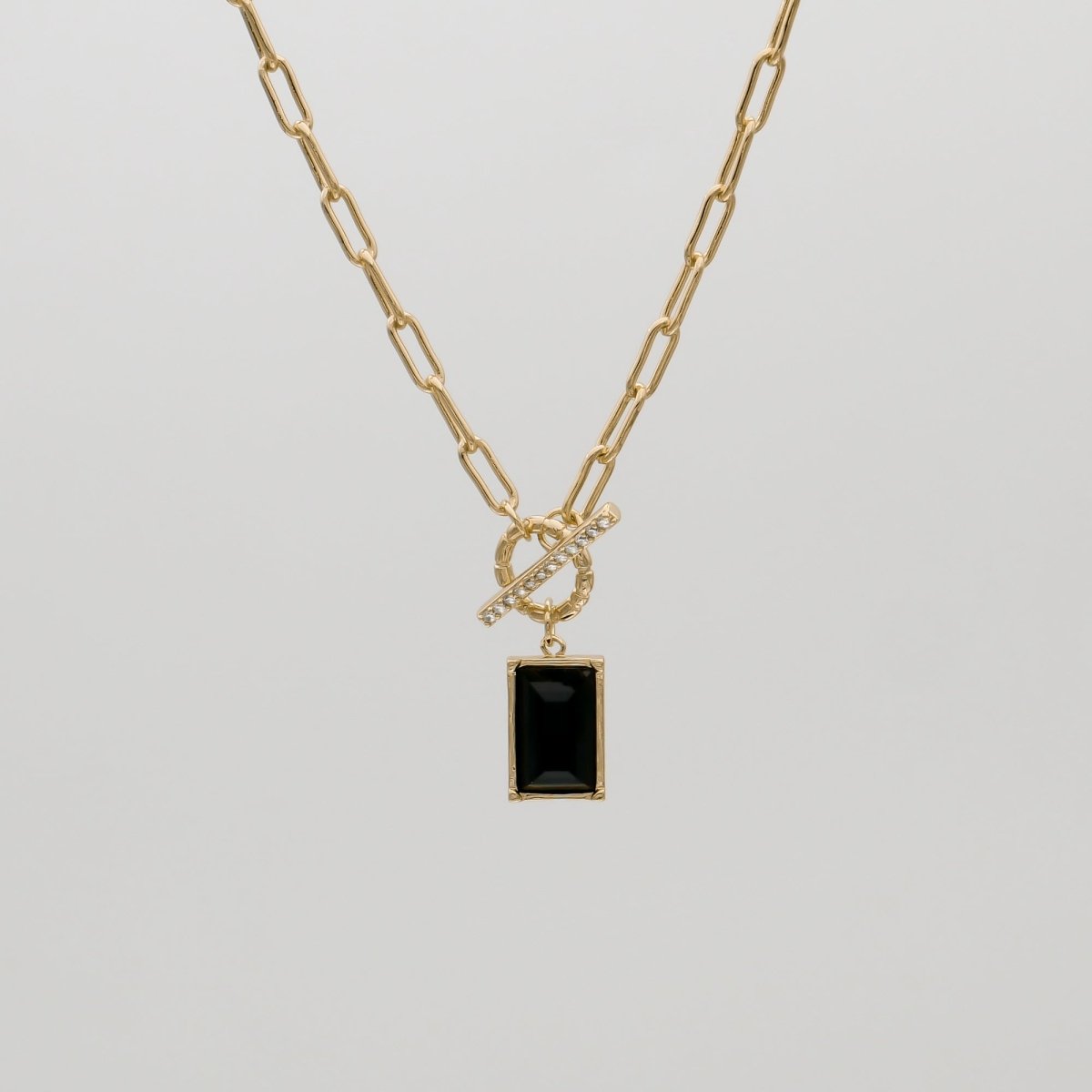 Kyra Onyx T-Bar Necklace - ISMI JEWELS