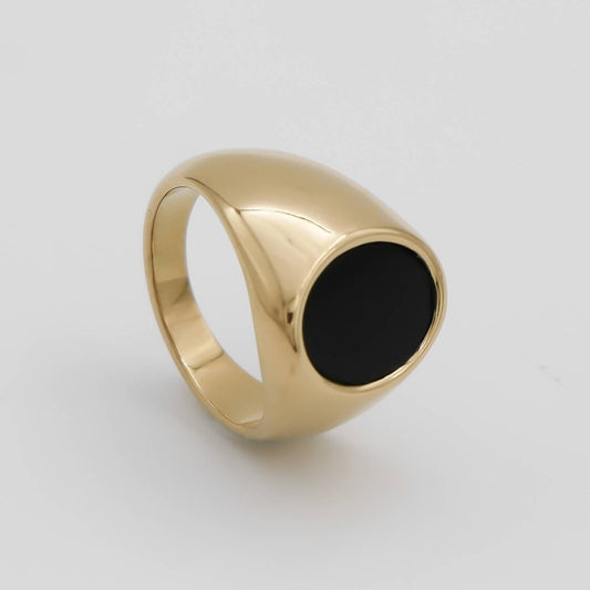 Lani Onyx Oval Signet Ring - ISMI JEWELS