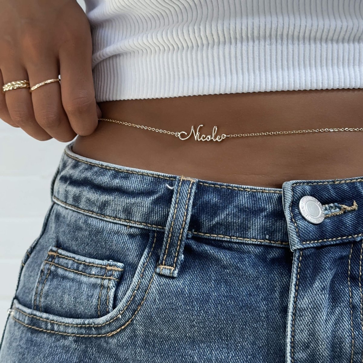 London Custom Name Belly Chain - ISMI JEWELS